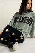 Black Metallic Star Leggings