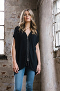 Black Oversized Zip Top