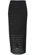 Black Sheer Striped Midi Skirt