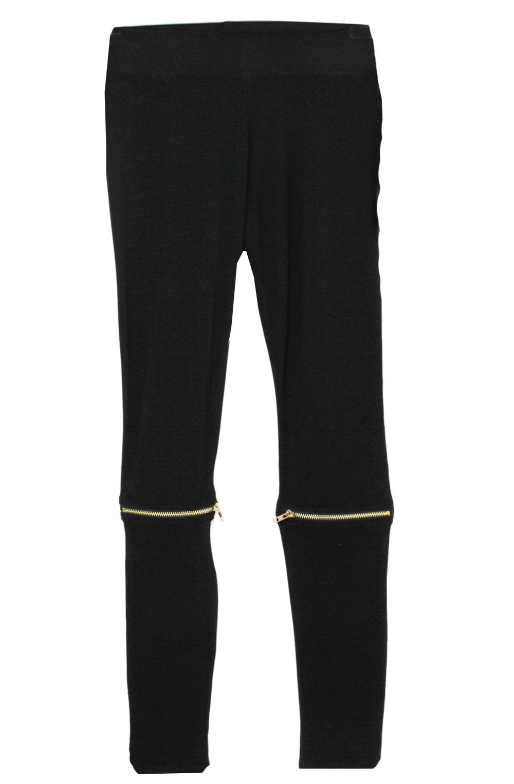 Black Zip Front Leggings