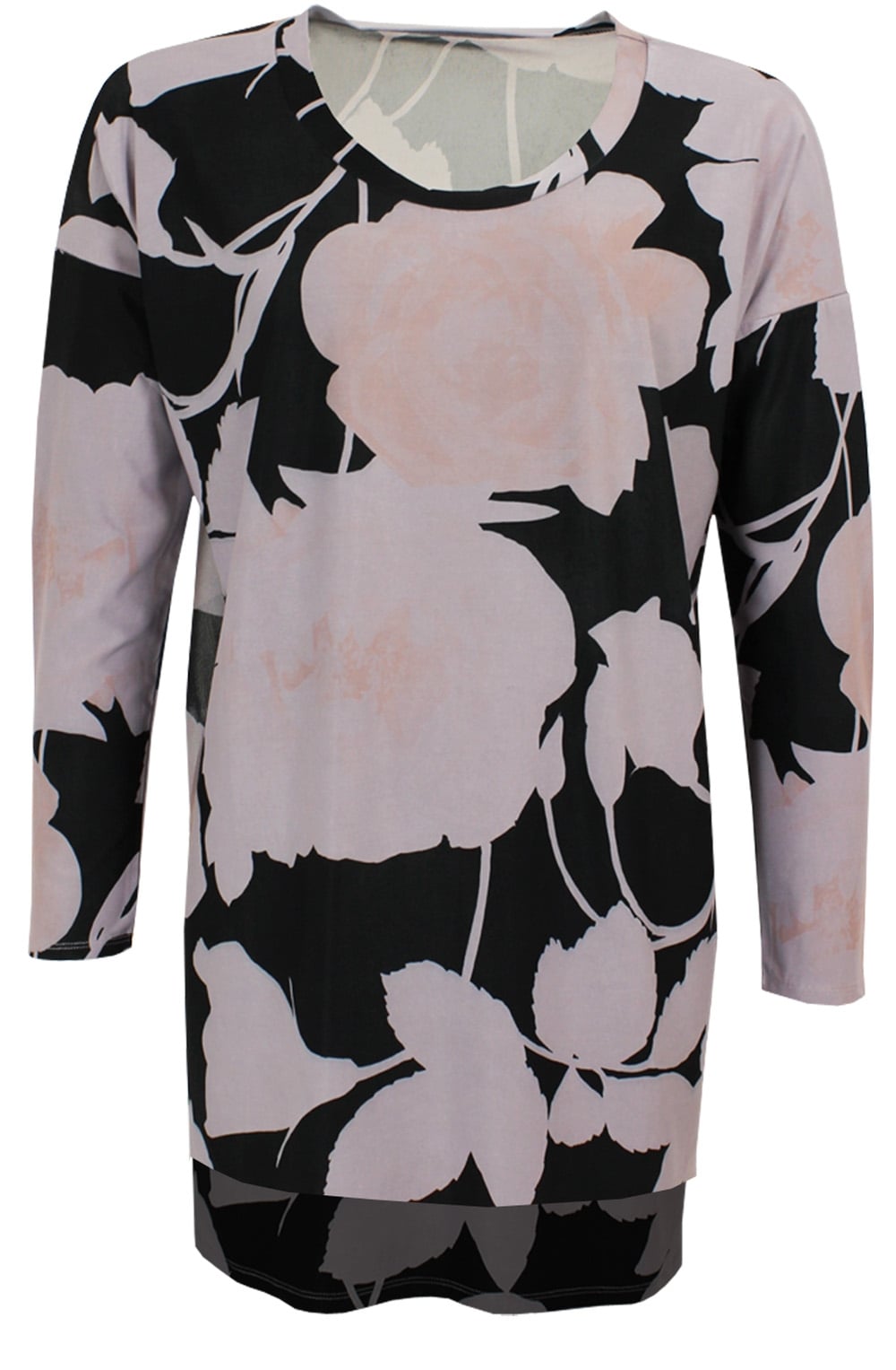 Bold Print Chiffon Black Top