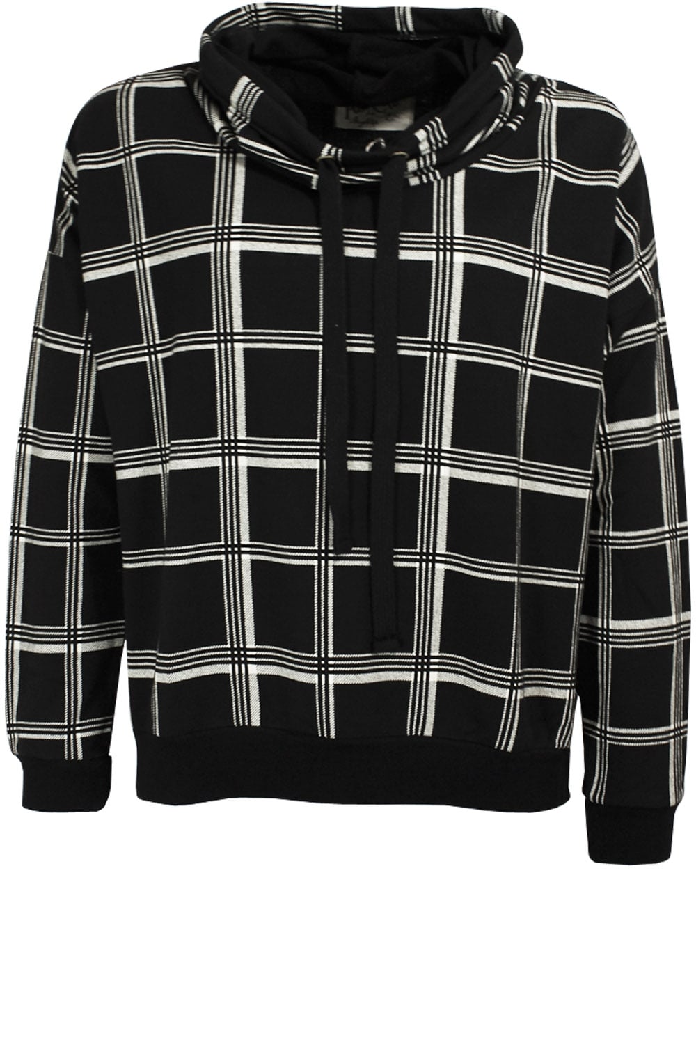 Check Cowl Neck Sweatshirt