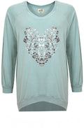 Duck Egg Silver Heart Sweatshirt