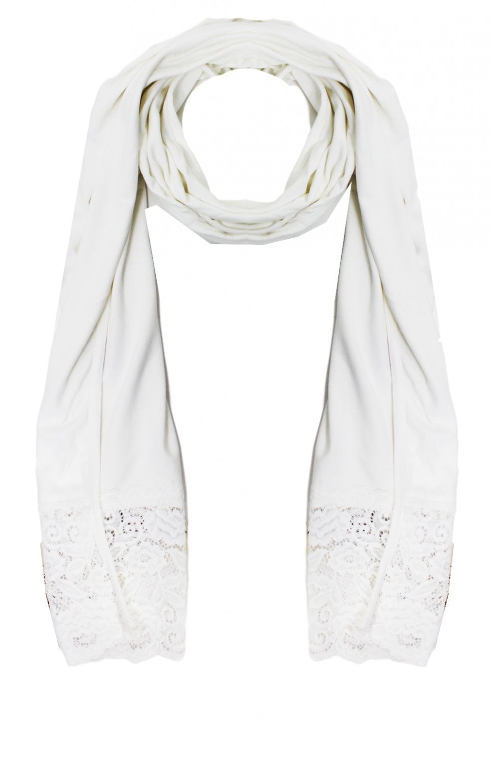 Ellie White Lace Detailed Scarf