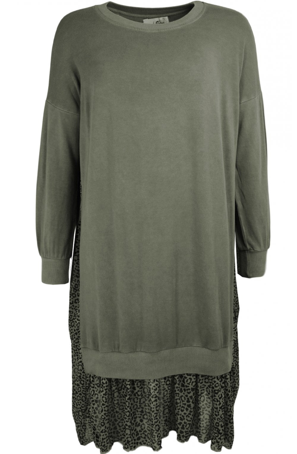 Green Leopard Print Panel Tunic