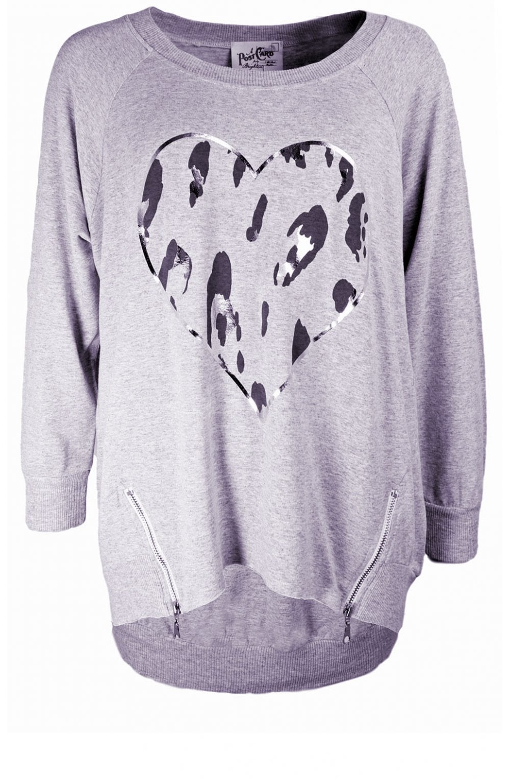 Grey Heart Design Oversized Top