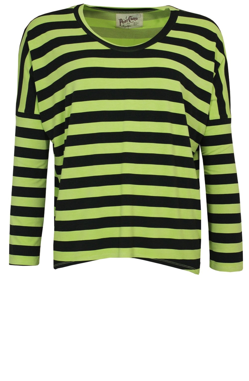 Lime Green & Black Striped Top