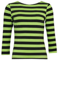 Lime Green & Black Striped Top