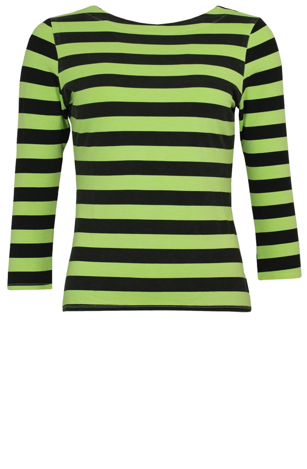 Lime Green & Black Striped Top