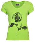 Lime Green Rose Design T Shirt