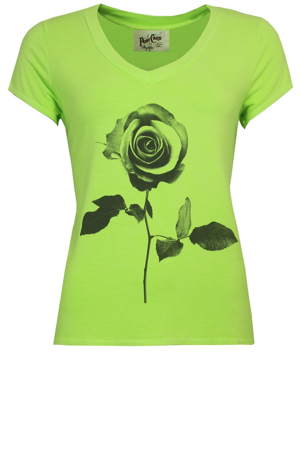 Lime Green Rose Design T Shirt