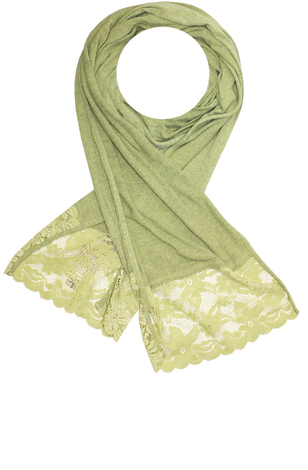 Lime Marl Lace Hem Scarf