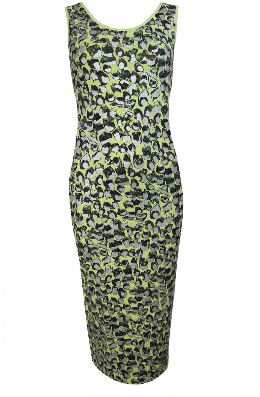 Metallic Leopard Print Midi Dress