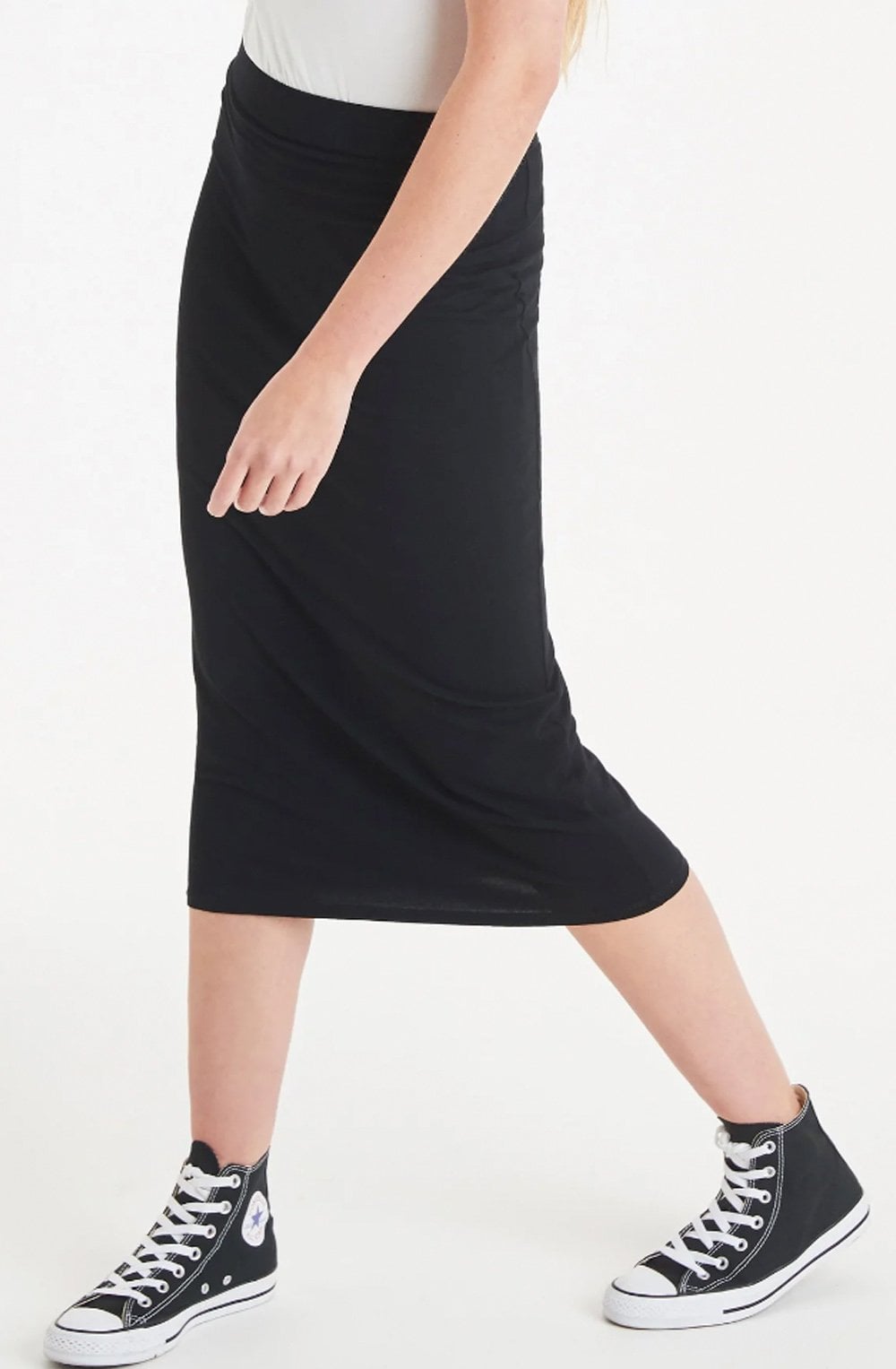 Milly Black Jersey Midi Skirt