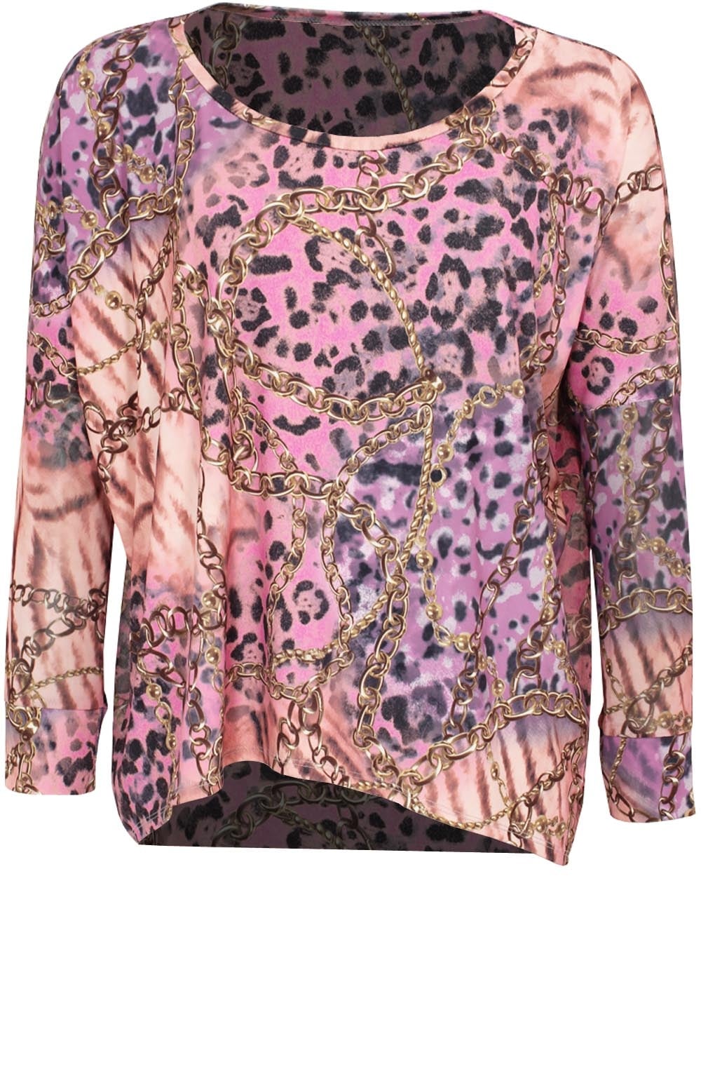 Mixed Print Chiffon Back Top