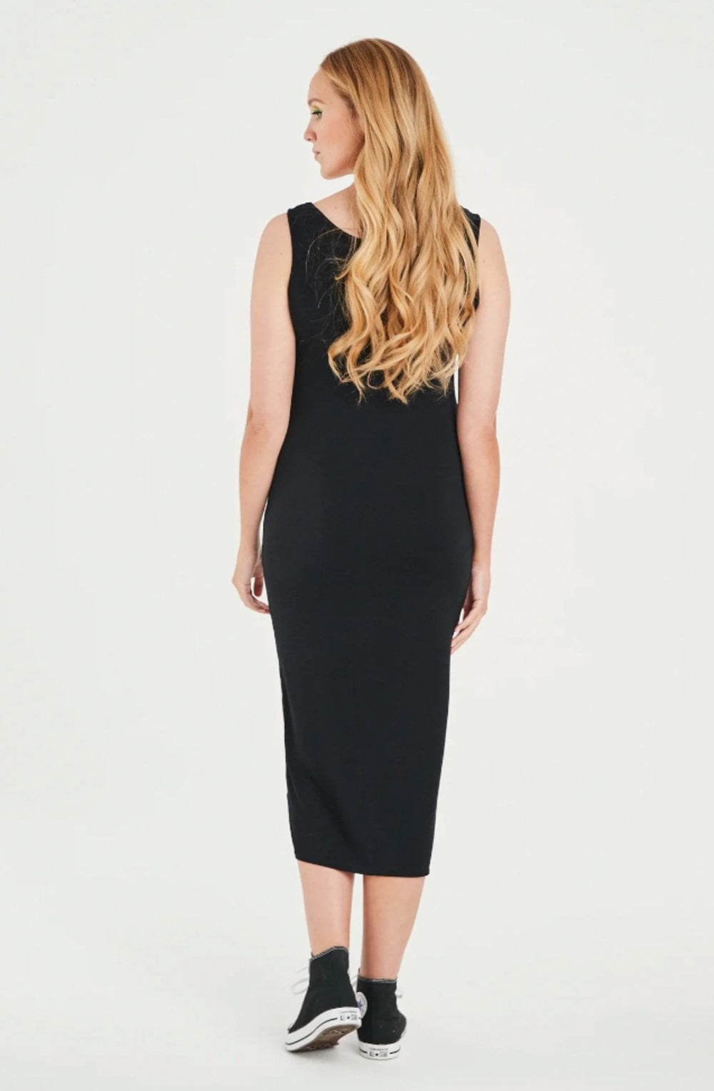Nancee Black Jersey Midi Dress