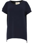 Navy Cold Shoulder Top