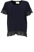 Navy Frilled Edged Top