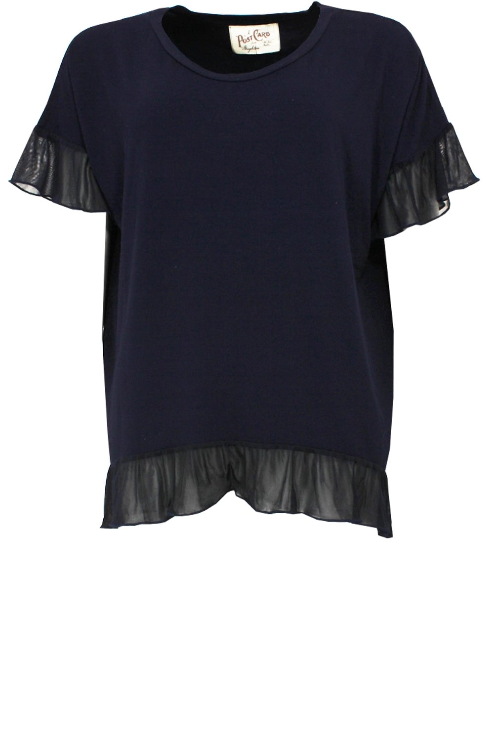 Navy Frilled Edged Top