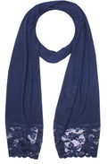 Navy Lace Edged Scarf