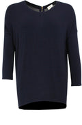 Navy Zip Back Top