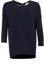 Navy Zip Back Top
