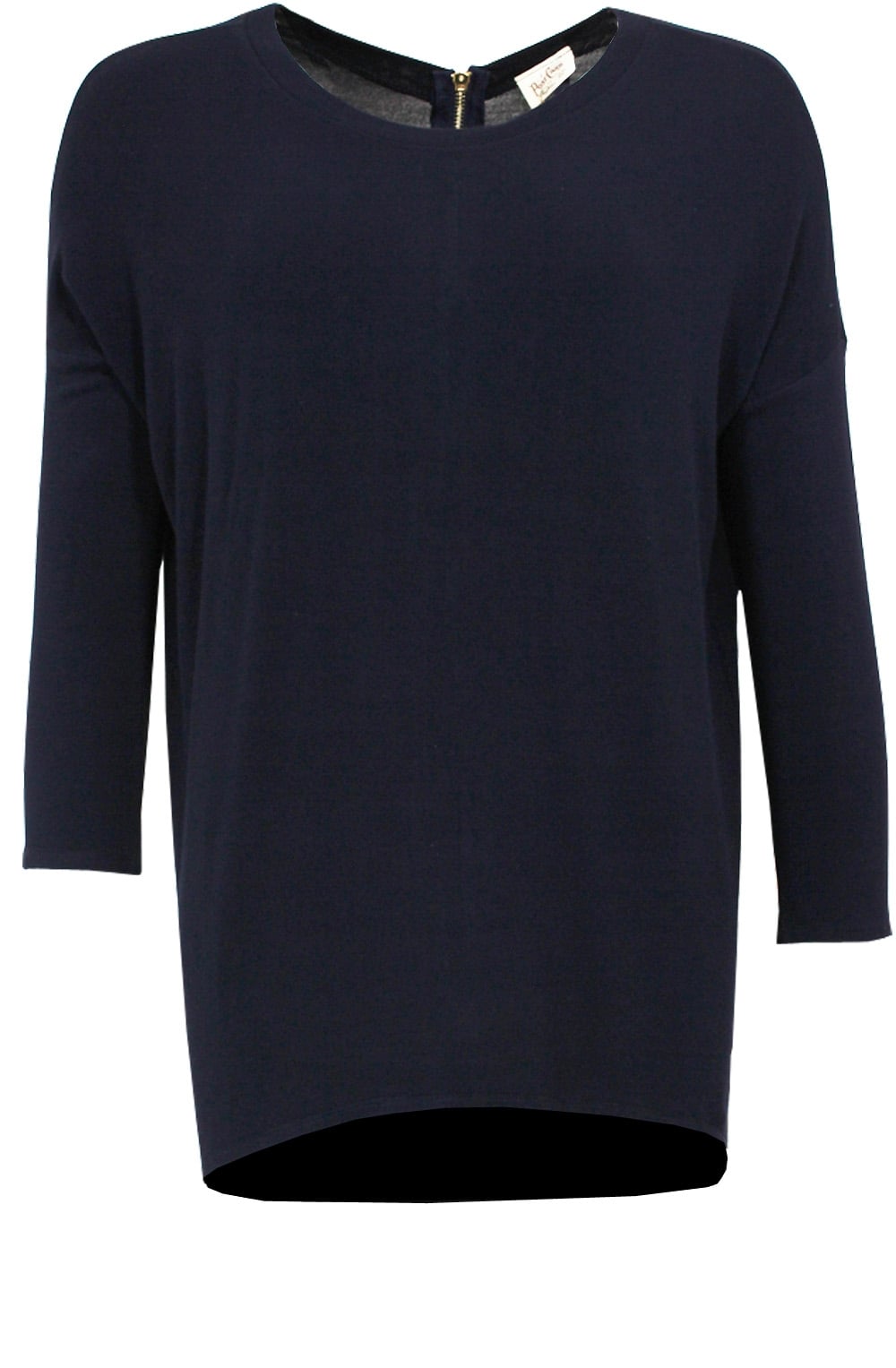 Navy Zip Back Top