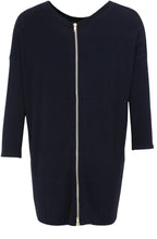 Navy Zip Back Top