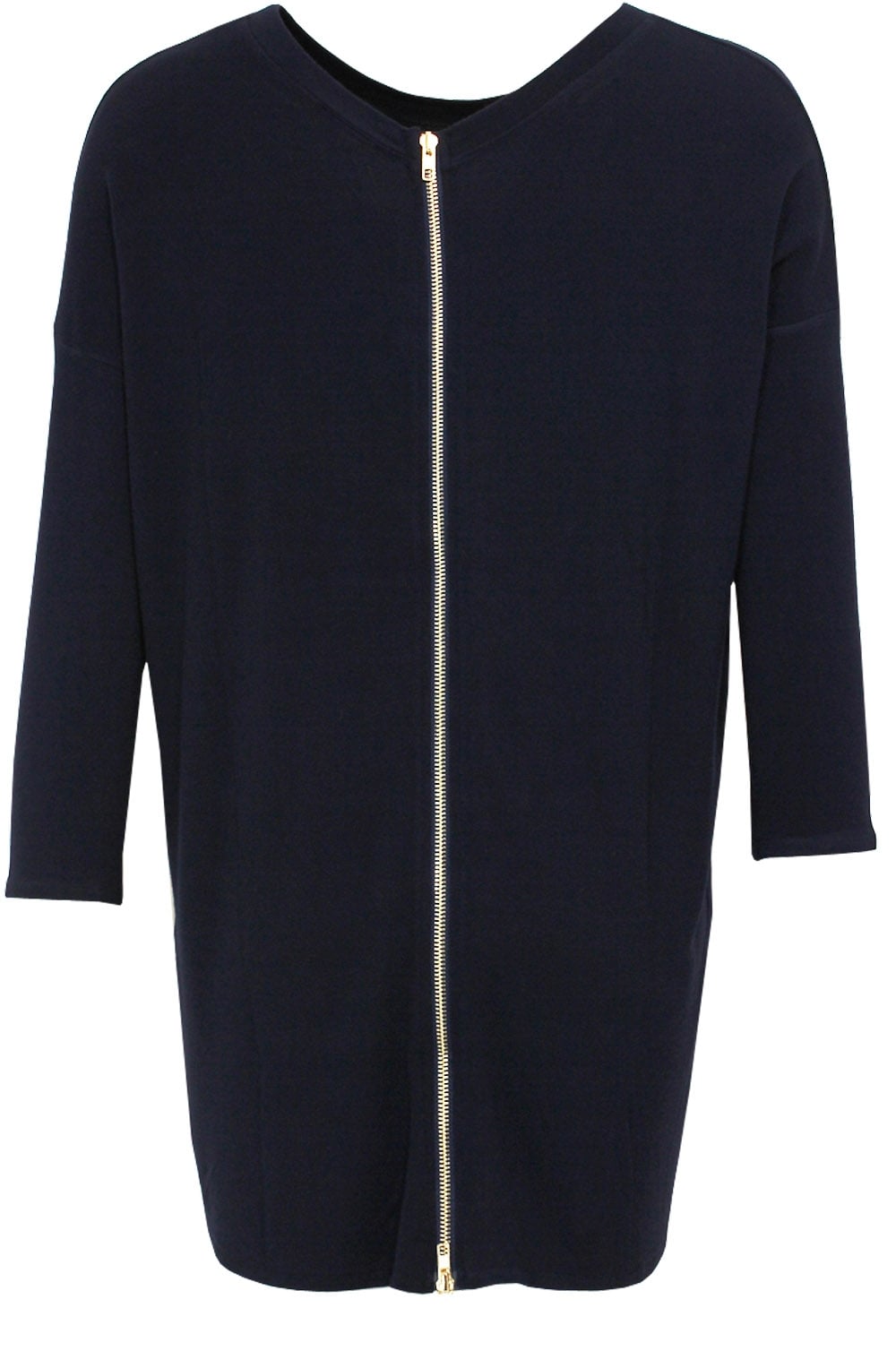 Navy Zip Back Top