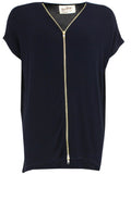 Navy Zip Front Top