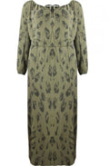 Olive Patterned Jersey Maxi Dress