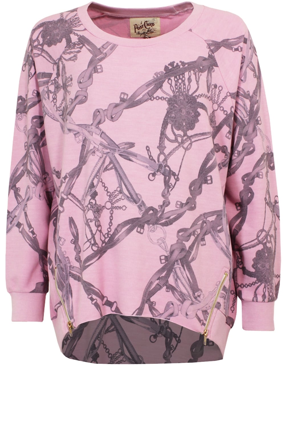 Pink & Grey Patterned Sweatshirt