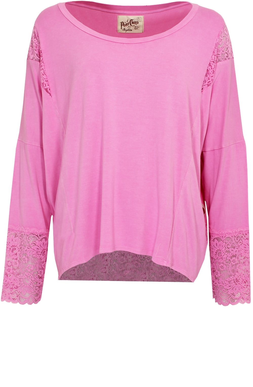 Pink Jersey Lace Detail Top