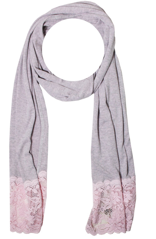 Pink Marl Lace Detailed Scarf