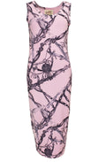 Pink Patterned Midi Dress