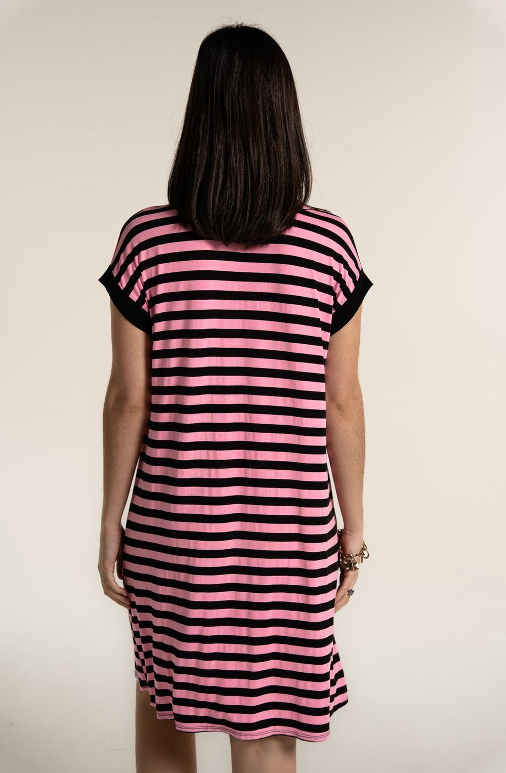 Pink Striped Jersey Dress