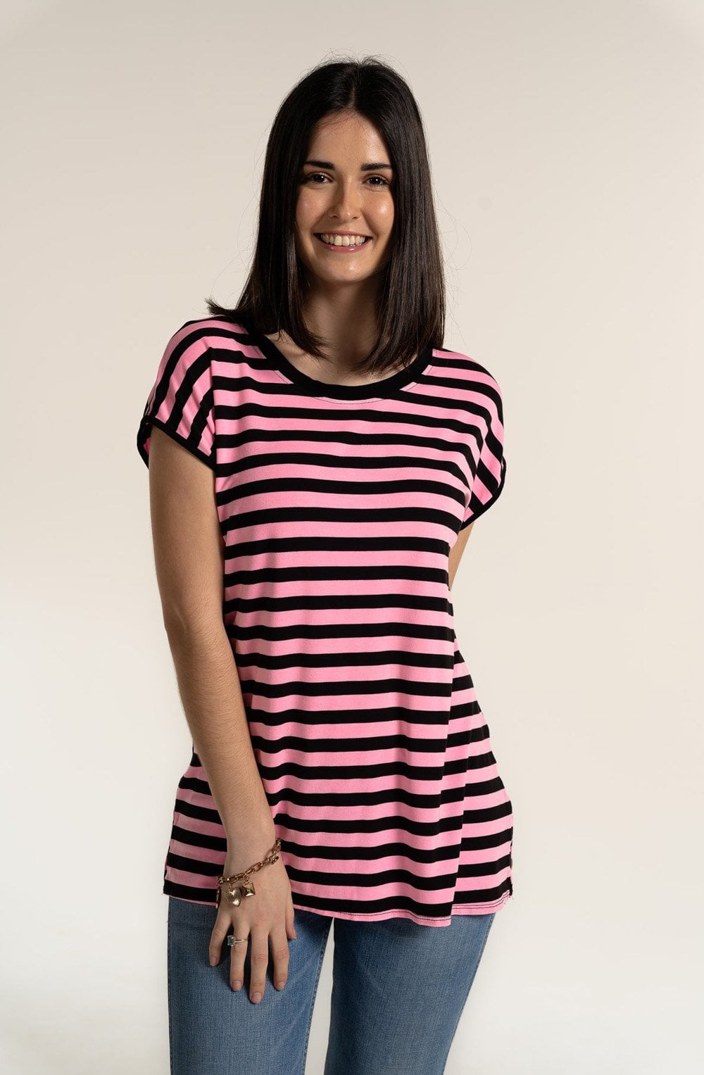 Pink Striped Jersey T Shirt