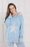 Sky Blue Animal Star Print top