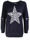 Star Black Jersey Top