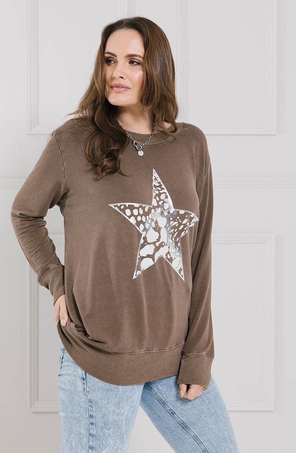 Toffee Animal Print Star top