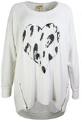White Heart Design Oversize Top