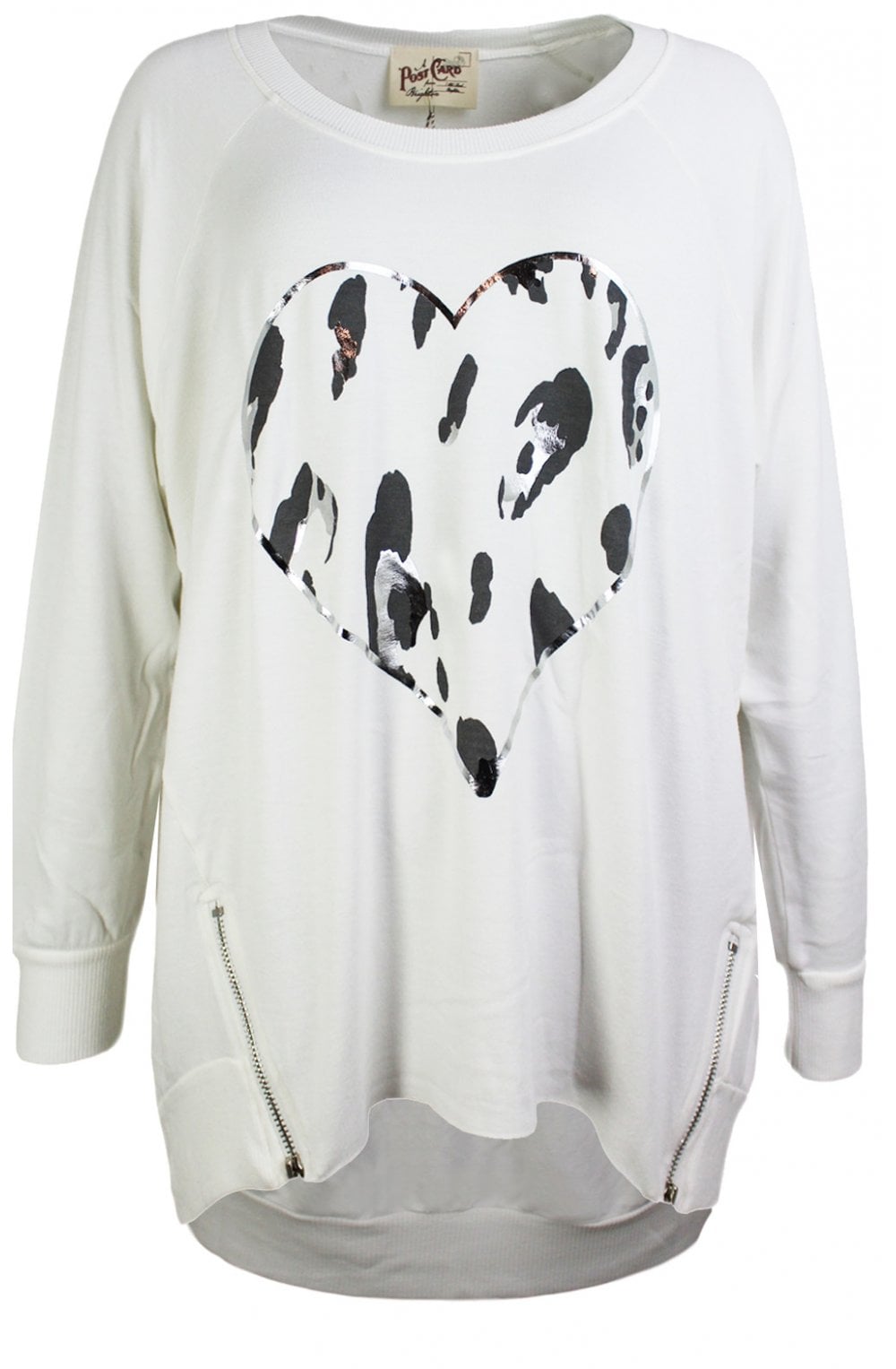 White Heart Design Oversize Top