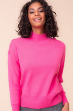 Fuchsia High Neck Button Detail Jumper