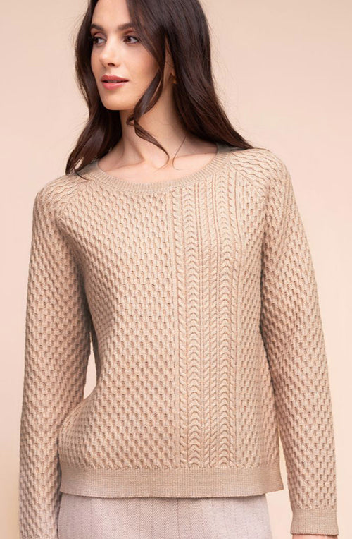 Beige Textured Cable Knit Jumper