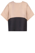 Beige and Black Linen Mix Top