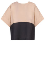 Beige and Black Linen Mix Top