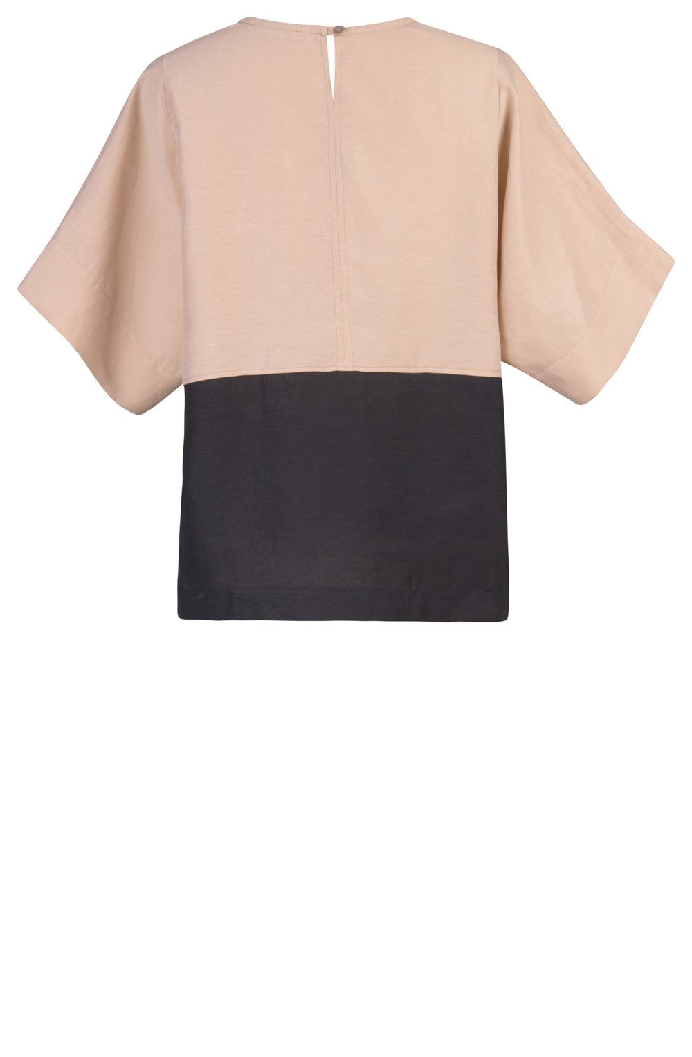 Beige and Black Linen Mix Top