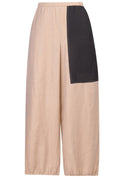 Beige and Black Linen Mix Trousers