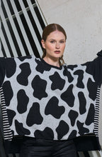 Black and Off White Urban Metaphor Oversized Top