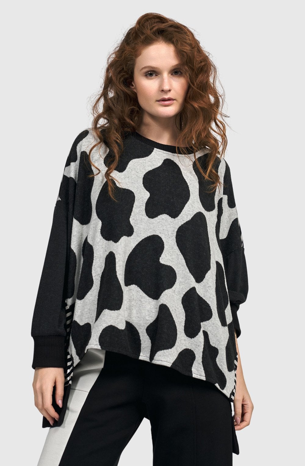Black and Off White Urban Metaphor Oversized Top